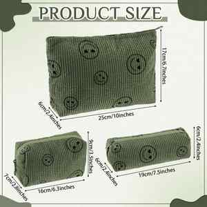 Large Capacity <b>Make</b> <b>up</b> Bag and Brush <b>Storage</b> Bag Corduroy Makeup Bag Set Aesthetic Women Handbags Purses - Product Image 5