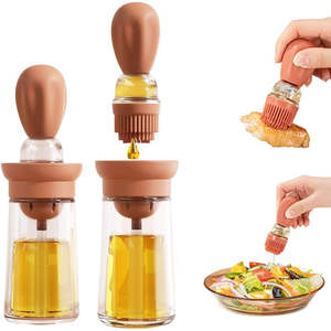 2 IN 1 yağ püskürtme şişesi şişe cam pişirme kızartma mutfak sirke barbekü için zeytinyağı ile silikon pasta fırçası dağıtıcı - Product Image 2