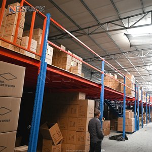 Rak Mezzanine Logam Tahan Lama Anti-Karat, Struktur Baja Lipat, Kapasitas Beban 1000kg/m² untuk Gudang - Product Image 1