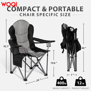 เก้าอี้พับกลางแจ้ง Woqi สีดำ ผ้า Oxford รูปทรงสี่เหลี่ยมผืนผ้า สำหรับสวน พร้อมพนักพิงหลังและช่องใส่แผ่นน้ำแข็ง - Product Image 5