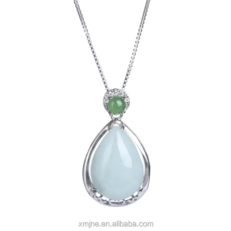 925 Silver Necklace Female Jewelry Natural Water Drop Jade Pendant Wholesale Jewelry Accessories Manufacturer