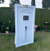 Panel de Fondo para Cabina de Fotos con Audio, Cabina Telefónica para Bodas, Panel con Micrófono, Decoración para Eventos de PVC y Acrílico