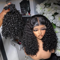 Perruque Lace Front Bouclée Pixie Naturelle Birmane, Lots de Cheveux Bruts 100% Alignés avec les Cuticules, Perruques HD Lace Sans Colle, Cheveux Humains