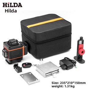 Nivel Láser Hilda de 16 Líneas, Naranja, Alta Precisión, Ajuste Automático de Líneas, Instrumento para Colocación de Baldosas, Funciona con Batería - Product Image 2