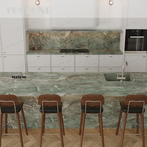 <span class=keywords><strong>Isla</strong></span> de Cuarzo Verde <span class=keywords><strong>Esmeralda</strong></span> Natural de Brasil, Hecha a Medida por Tostone, de Dos Niveles, para Estación de Desayuno Buffet de Hotel - Product Image 4