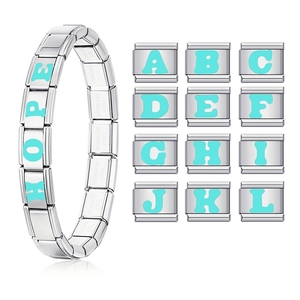 Componentes de Pulsera Italiana de Acero Inoxidable con Iniciales de Amor, Accesorios de Joyería Verde para DIY - Product Image 3