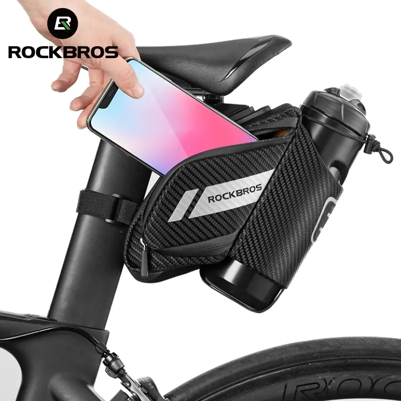 ROCKBROS C32 Reflective MTB Road Bike With Water Bottle Pocket Waterproof Bicycle Saddle Bag Cycling Accessories