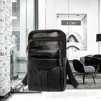 Sac à bandoulière en cuir véritable de haute qualité, imperméable, avec logo personnalisé, OEM ODM, pour homme, fermeture éclair, multi-poches, sac bandoulière, sac de travail