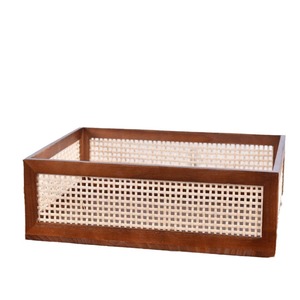 Cesta de almacenamiento de ratán rectangular marrón oscuro 45x35x15cm para organización de escritorio en la sala de estar - Product Image 5