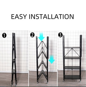 Giá để đồ nhà bếp xếp gọn được, kệ để đồ bằng kim loại, giá để đồ gấp gọn có bánh xe, 5 tầng - Product Image 4