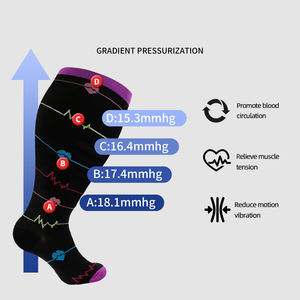 Chaussettes de compression épaisses grande taille pour hommes et femmes, pour la course <span class=keywords><strong>à</strong></span> pied et le fitness, couleur unie, chaussettes de compression - Product Image 3