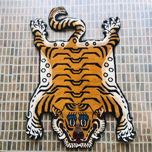 Slow tiger あかるい ラグマット チベット絨毯