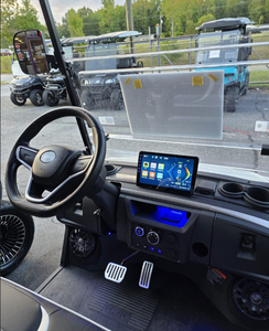 Electric <b>Golf</b> Cart 4 Wheels 24V Lithium Battery Double Motor 400W Modern Style Blue Roof Black Seats - Product Image 5