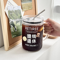 Taza GUCGRES con Asa, Taza de Agua de Alta Estética, Resistente a Altas Temperaturas, Taza con Pajita, Taza de Vidrio de Gran Capacidad, Pared Simple Sólida