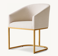 Fauteuil de salle à manger en tissu avec accoudoirs inclinés, base en acier inoxydable de couleur personnalisée, de haute qualité, de style postmoderne, pour salon et hôtel