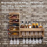Étagère à alcool en bois avec support pour bouteilles, verres à pied, support pour whisky, rangement pour verres à vin, support mural pour verres à vin