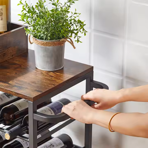 Chariot de service de cuisine à roulettes industriel de 3 étages avec support de stockage de vin Support de verre à vin de restaurant sur roues Chariot de salle à manger - Product Image 5