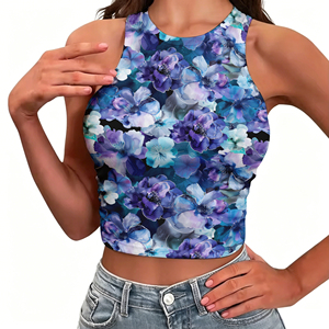 Top Corto con Estampado Floral Personalizado al por Mayor, Top sin Mangas <span class=keywords><strong>de</strong></span> Spandex <span class=keywords><strong>de</strong></span> Alta Calidad para Mujer - Product Image 1