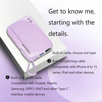 Batterie externe portable mini la plus vendue, 10 000 mAh, PD 20 W, charge super rapide, avec câble intégré et écran numérique