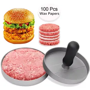 2024 New Design Burger Press Hamburger Patty Maker Manual Meat Stuffed Hamburger Press Kitchen Gadgets Aluminum Hamburger Press