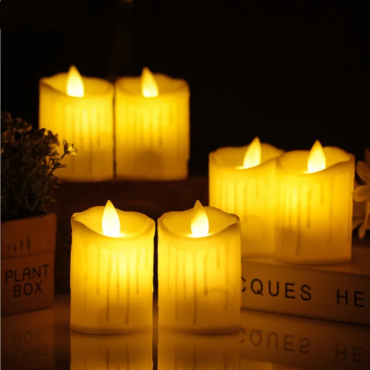 뜨거운 판매 Led 플라스틱 스윙 촛불 파라핀 왁스 소재 눈물 스윙 반짝임 교회 예수 기도 종교 서비스 Velas Bougie