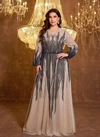 Robe de soirée élégante pour femmes grandes tailles, col en V, manches longues, ajustée, avec taille en maille scintillante, pour dîners et mariages
