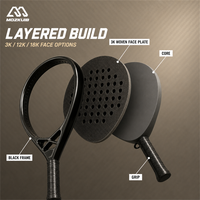 Raquette de padel professionnelle en fibre de carbone argentée 18K avec logo personnalisé, taille de face 27 cm, poids 370 g, pour les joueurs avancés