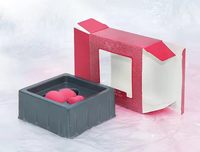 Boîte à écouteurs de luxe rouge pailletée avec fenêtre, fond à fermeture automatique, emballage à rabat supérieur, boîte cadeau en carton premium