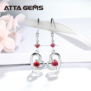 ATTA gemas de Plata de Ley 925 de plata pendientes de plata con rubí zafiro en forma de corazón de piedras preciosas - Product Image 4