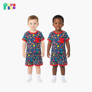 퓨어선 전문 디자인 100% 유기농 면 소재 남아용 잠옷 야구 프린트 아동용 나이트가운 대나무 비스코스 맞춤형 남아용 파자마 - Product Image 1