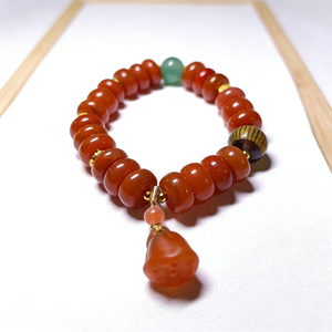 Pulsera de cuentas de ágata roja del sur, color rojo fuego, con diseño de <span class=keywords><strong>ábaco</strong></span> - Product Image 3