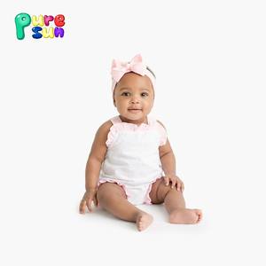 طقم رومبير للأطفال حديثي الولادة من بيورسن، مصنوع من القطن العضوي 100%، بتصميم لطيف مع كشكشة، بيجامة فقاعية للبنات الصغيرات - Product Image 1