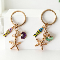 2026 Ensemble d'accessoires en alliage sur le thème de l'océan (petits poissons, étoiles de mer, coquillages) style vacances : pendentif de sac à dos, breloque de téléphone, porte-clés