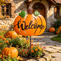 Panneau métallique d'extérieur Citrouille pour la récolte d'automne, décoration de jardin et pelouse, OEM ODM bienvenus