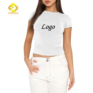 XS-XL Custom Logo Y2k Clothing Female Outfits Round Neck Regular Top Cotton Woman Graphic Custom T Shirts Tees