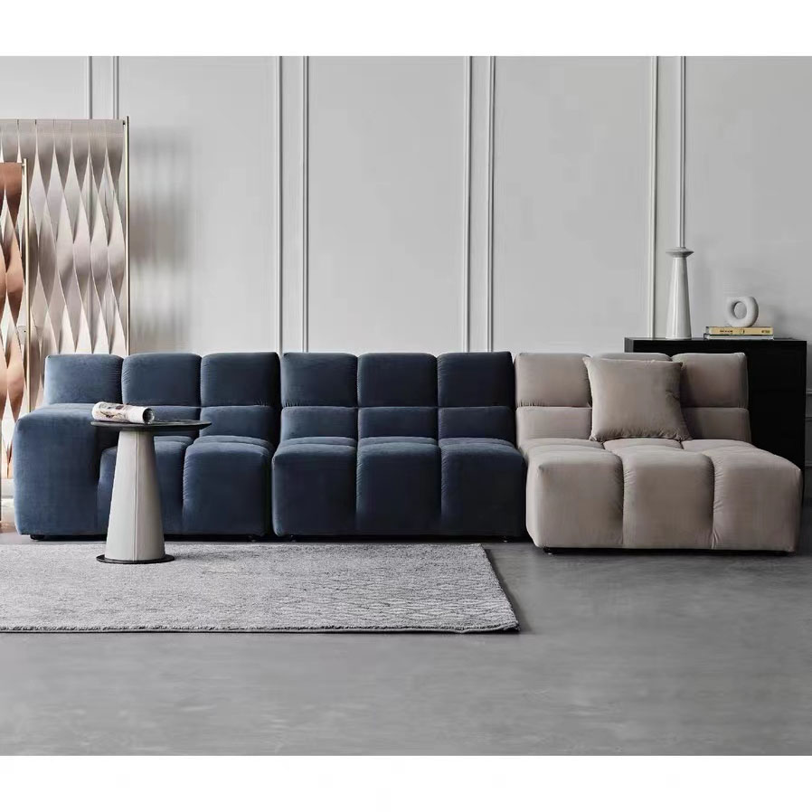 Modern New Design Contrast Color Fabric Furniture Sofa Set Comfortable Modular Living Room Sofas
