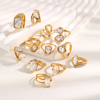 Bague en tungstène plaqué or 18 carats avec zircone cubique, étanche, résistante au ternissement, hypoallergénique, forme goutte, minimaliste, bijoux pour femmes