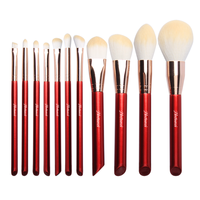 11 pièces/ensemble de pinceaux de maquillage rouge en laine professionnelle de luxe ensemble de pinceaux de maquillage avec logo personnalisé ensemble de pinceaux de maquillage de haute qualité