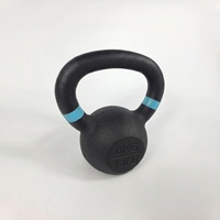 Kettlebell en fonte de 10 kg avec anneau coloré et poignée thermolaquée pour la musculation à domicile et en salle de sport, entraînement de force et haltérophilie