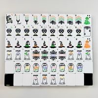 Ensemble de Mahjong Américain de Luxe Noir Halloween Hocus Pocus, 160 Pièces, Tuiles Acryliques Gravées à 2 Couches pour les Rassemblements Saisonniers