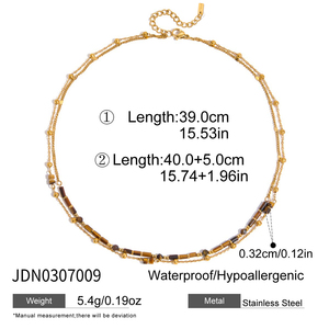 J & D Vintage Otoño Invierno joyería Acero inoxidable sol agua dulce perla tubo facetado redondo corazón Tigereye collar - Product Image 2