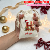 Sac cadeau en toile de Noël en gros avec cordon de serrage, personnalisable avec nom et logo, 26 lettres de l'alphabet, pochette à bonbons personnalisée, sac de rangement pour friandises de fêtes