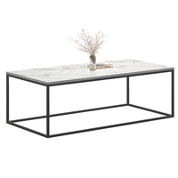 Table basse moderne et durable avec plateau en MFC et structure en métal, idéale pour le salon et le bureau à domicile