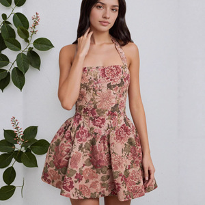 Mini Abito Estivo Boho Floreale Aderente Senza Spalline con Schiena Scoperta e Dettagli Arricciati <span class=keywords><strong>Anj</strong></span> Guangdong - Product Image 1