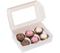 Usine personnalisée papier artisanal de qualité alimentaire 6 trous boîtes à cupcakes papier kraft fenêtre transparente nourriture à emporter Cupcake beignet boîte-cadeau