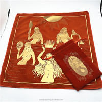 Nappe de Tarot en velours orange Rectangle soleil et étoile tissu d'autel sorcellerie autel astrologie tapisserie sorcière Tarot tissu sacré