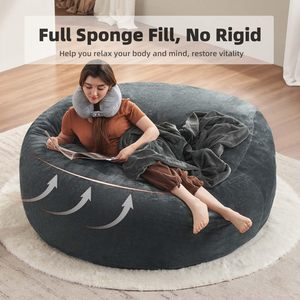 Saco de grasa extra grande relajante de terciopelo precargado Super Big Giant Memory Foam Xl Bean Bag Chair Fluffy Lazy Sofa <span class=keywords><strong>Beanbag</strong></span> para adultos - Product Image 5