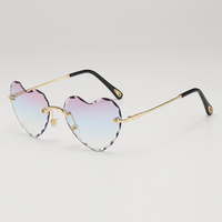 Lunettes de soleil Love sans cadre avec bordure en diamant, verres UV400, New Ocean Sheet HD, lunettes de soleil décoratives européennes et américaines, vente en gros