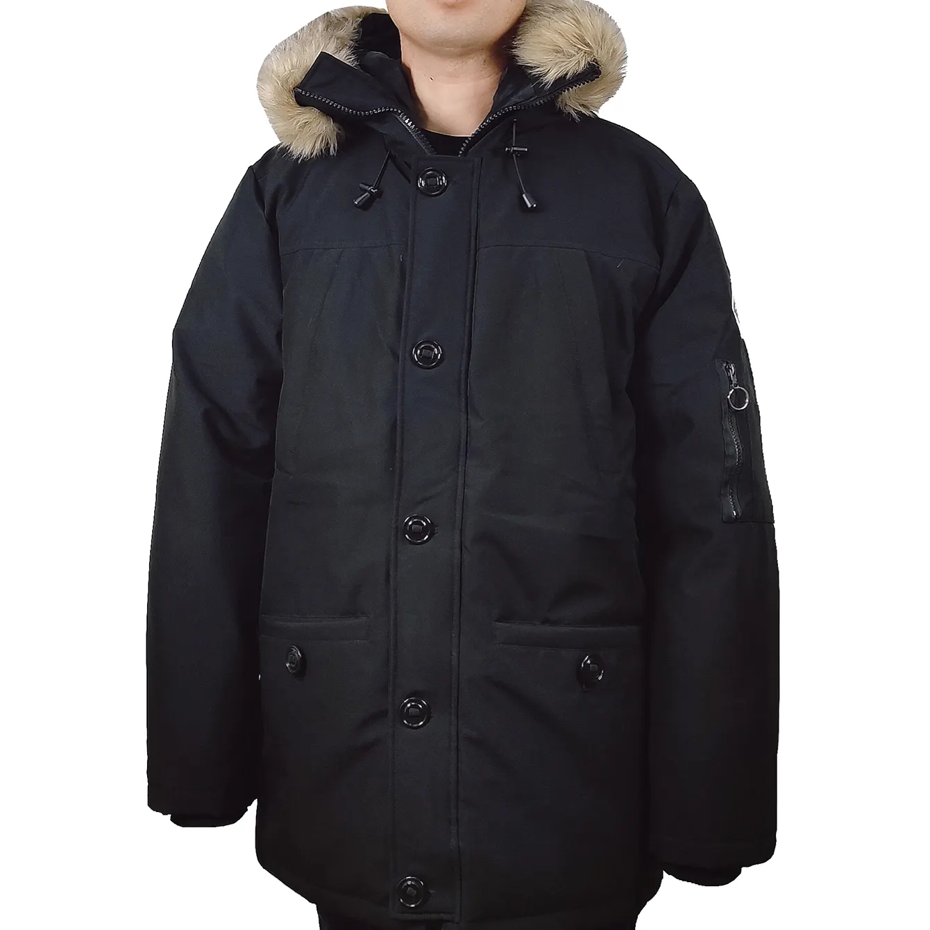 Kürk Hood toptan erkek yastıklı Parka ceket kapşonlu uzun sıcak tutan kaban kış Parka ceket erkekler kış için