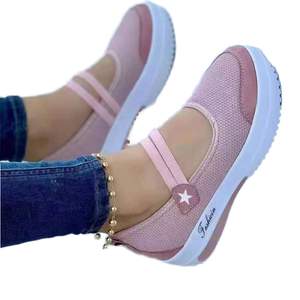 Zapatos Casuales de Talla Grande con Plataforma, Suela Gruesa de PVC, Parte Superior de Lona y Malla Transpirable, Estilo Slip-on - Product Image 3